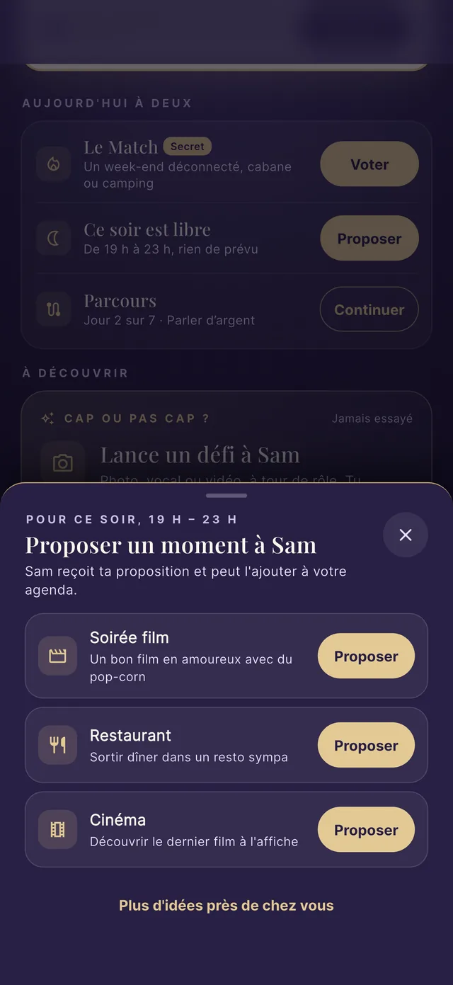 « Pour ce soir, 19 h – 23 h » : trois idées à proposer à Sam — soirée film, restaurant, cinéma
