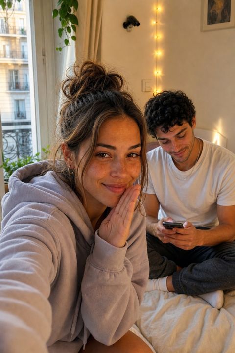 Illustration générée par IA, personnages fictifs : Selfie
